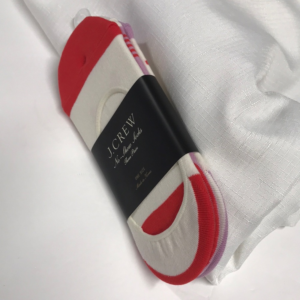 J crew no show socks 3-pack polka dot red, white & purple nwt